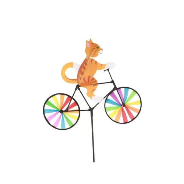 Outlet Gul Katt Cykel Väderkvarn Vindspinner Djur Vindspinner Ornament Vinddekoration