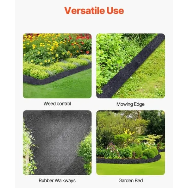 Online Gummimulchrulle 4-Pack, Landskapsarkitektur Matta 120x4,5 tum, Långvarig och Miljövänlig Gummimulchmatta Markduk & Fiberduk