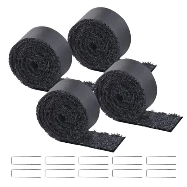 Online Gummimulchrulle 4-Pack, Landskapsarkitektur Matta 120x4,5 tum, Långvarig och Miljövänlig Gummimulchmatta Markduk & Fiberduk