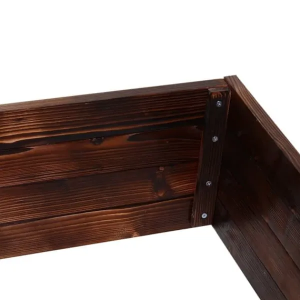 Högbädd i massivt trä 60x60x23 cm, mörkbrun – planteringslåda/örtlåda