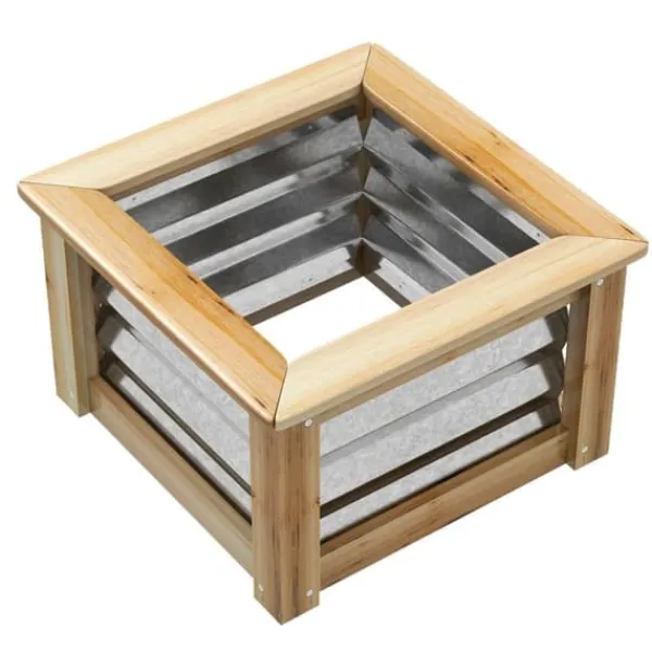 Högbädd i metall med träram 45x45x30 cm – trädgård & balkong