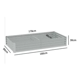 Högbädd i stål 180x90x30 cm med skyddskant, vädertålig – balkong/trädgård