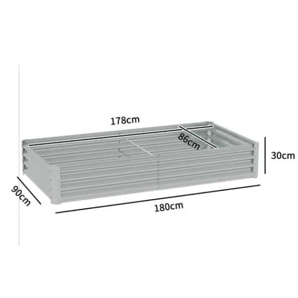Högbädd i stål 180x90x30 cm med skyddskant, vädertålig – balkong/trädgård