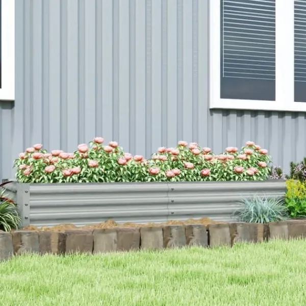 Högbädd i stål 180x90x30 cm med skyddskant, vädertålig – balkong/trädgård