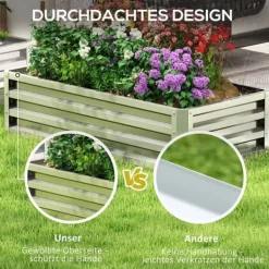 Best Högbädd i stål 120x60x30,5 cm, rostfri & vädertålig – balkong/trädgård Planteringsbänkar