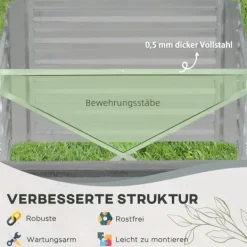 Högbädd i stål 180x90x60 cm, stapelbar/ihopkopplingsbar – blommor & växter