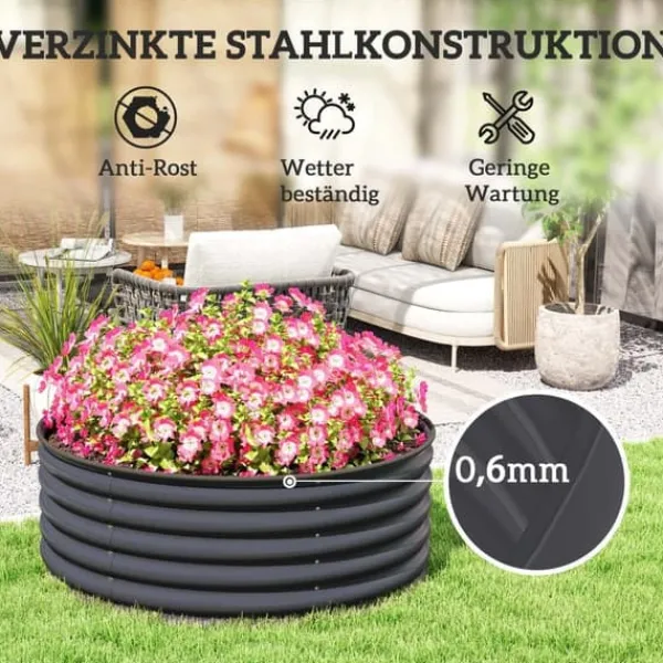 Outlet Högbädd i stål 120x120x43 cm, stapelbar/modulär – trädgård & balkong Planteringsbänkar