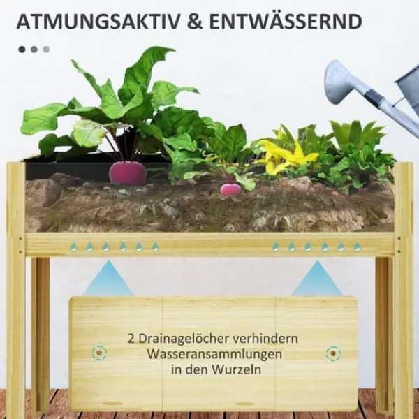Hot Högbädd i trä 110x50x80 cm med akrylpaneler & dränering – vädertålig Planteringsbänkar