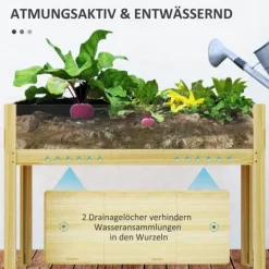 Högbädd i trä 110x50x80 cm med akrylpaneler & dränering – vädertålig