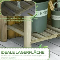 Hot Högbädd med hylla 91x51x76 cm, trä, grön – med dräneringshål Planteringsbänkar