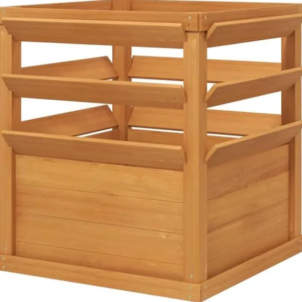 Outlet Högbädd med spaljé & öppen botten 65x65x60 cm, trä – för klätterväxter Kompostering