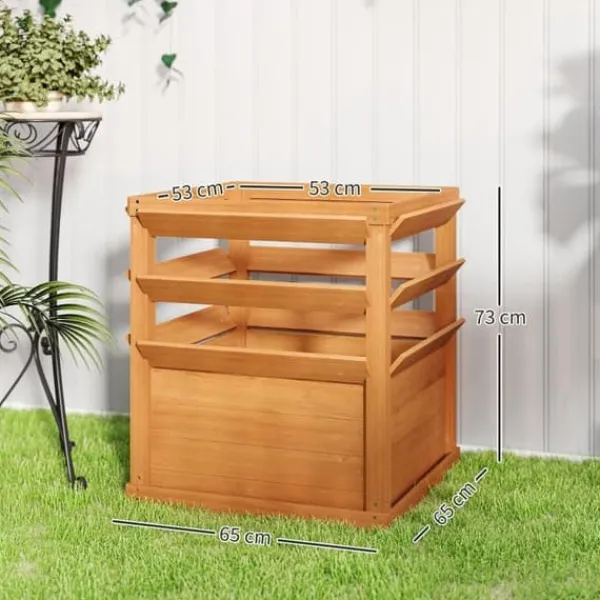 Outlet Högbädd med spaljé & öppen botten 65x65x60 cm, trä – för klätterväxter Kompostering