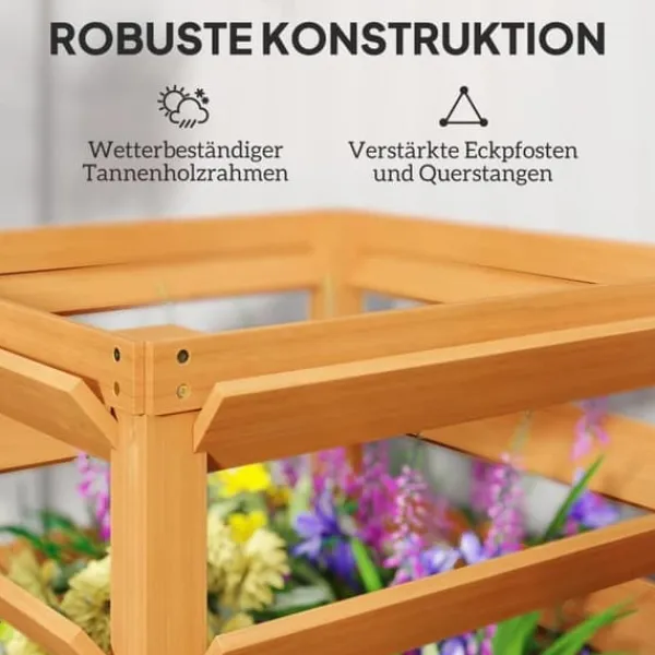 Outlet Högbädd med spaljé & öppen botten 65x65x60 cm, trä – för klätterväxter Kompostering