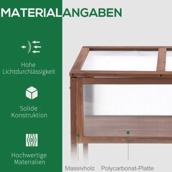 Clearance Högbädd/drivbänk 90x50x93 cm, gran & PC-skiva, brun – örtlåda för trädgård/terrass Växthus