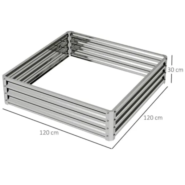 Best Högbädd/planteringslåda i stål 120x120x30 cm, silver – trädgård/terrass Planteringsbänkar