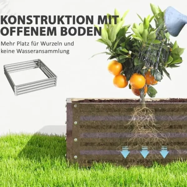 Best Högbädd/planteringslåda i stål 120x120x30 cm, silver – trädgård/terrass Planteringsbänkar