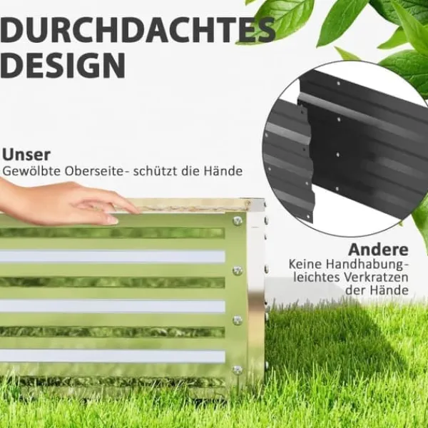 Best Högbädd/planteringslåda i stål 120x120x30 cm, silver – trädgård/terrass Planteringsbänkar