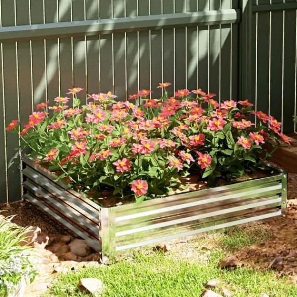 Best Högbädd/planteringslåda i stål 120x120x30 cm, silver – trädgård/terrass Planteringsbänkar