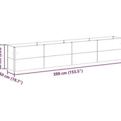 vidaXL Höjd trädgårdsbänk i galvaniserat stål - - 390x50x68 cm - Ljusbrun - Väderbeständig