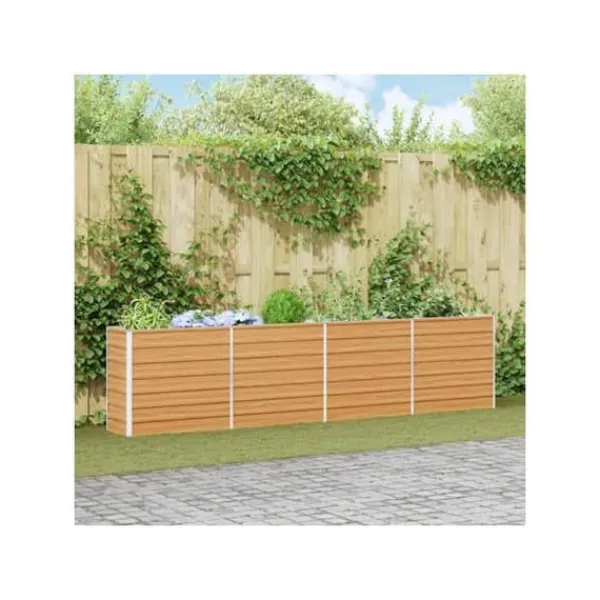 Hot Höjdbädd i galvaniserat stål - - 320x40x77 cm - Ljusbrun - Väderbeständig Planteringsbänkar