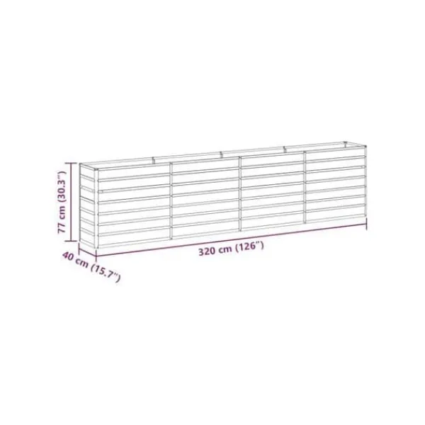 Hot Höjdbädd i galvaniserat stål - - 320x40x77 cm - Ljusbrun - Väderbeständig Planteringsbänkar
