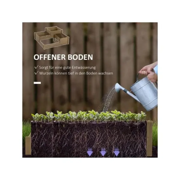 Höjdträdgård - MUVOE - 122x122x51 cm - Massivt trä - Brun - 3 nivåer