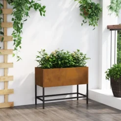 vidaXL Höjdträdgårdsplanterare Rostig 60 x 26 x 45 cm