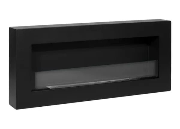 Hängande etanolspis Biokamin Hängande biokamin Bioetanolbrännare BOX 90 cm x 40 cm x 12 cm matt svart med glas ekologisk spis