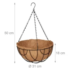 Hängande korgset, 50x31 cm, Svart, Natur Trädgårdskorgar