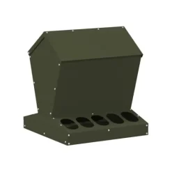 Hönsmatlåda i metall - - Olivgrön - 40x40x45 cm - Kallvalsat stål - Kapacitet 5 kg För Fåglar & Småvilt