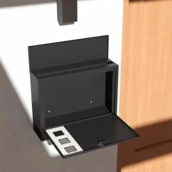 HOMCOM brevlåda svart metall med tidningsfack och visningsfönster, 36,5x11,5x29cm