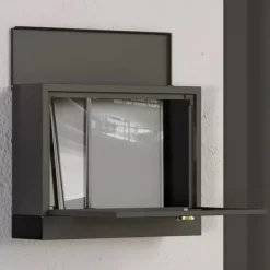 HOMCOM brevlåda svart metall med tidningsfack och visningsfönster, 36,5x11,5x29cm