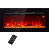 New HOMCOM Elektrisk väggkamin | 1800W | LED-flamma i 3 färger, 5 ljusstyrkor | Fjärrkontroll & pekskärm | Svart Härdat Glas Öppna Spisar