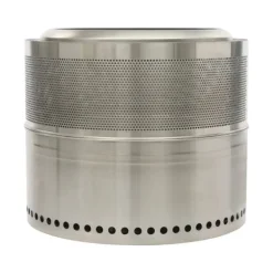 Hopfällbar Eldstad - Rund Eldplats - Rostfritt Stål 201 - Rökfri - Portabel - Vedeldad (Ved Ingår Ej) - Eldkrok 63 cm - Silver Vedeldade Kaminer
