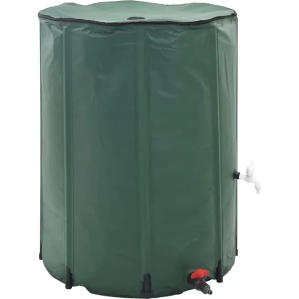 Hopfällbar regntunna 750 L med filter och tillbehör | Färg: Grön | Storlek: 750 L