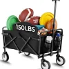 Best Hopfällbar vagn - Trädgårds-/strandvagn - 60 kg Maxbelastning - 360° Svängbara hjul - Justerbart handtag - 73×47×24 cm - Vit Trädgårdsverktyg