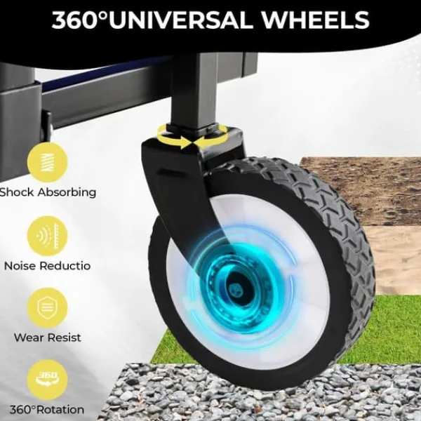 Best Hopfällbar vagn - Trädgårds-/strandvagn - 60 kg Maxbelastning - 360° Svängbara hjul - Justerbart handtag - 73×47×24 cm - Vit Trädgårdsverktyg