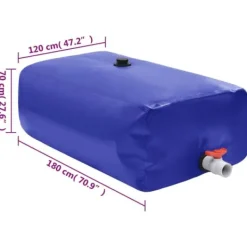 Clearance Hopfällbar vattentank med kran för regnvatten | Volym: 1500 L | Material: PVC Regntunnor