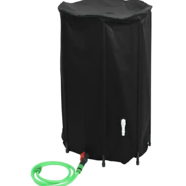 Hopfällbar vattentank med kran 500 L PVC - Slitstark och väderbeständig | Färg: Grön | Storlek: 500 L
