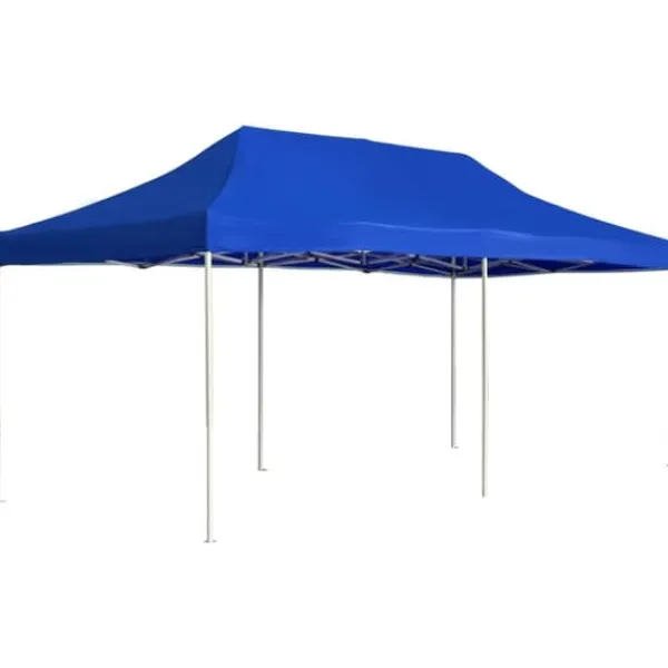 Hopfällbart partytält i aluminium 6x3 m - Perfekt för utomhusevent | Färg: Blå | Storlek: 6x3 m