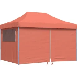 Online Hopfällbart partytält med 4 sidoväggar - Pop-Up-tält | Färg: Terrakotta | Storlek: Rymlig Tält & Lusthus