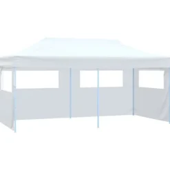 Hot Hopfällbart partytält med 4 sidoväggar 3x6 m stål vit - Partytält - Festtält - Home & Living Tält & Lusthus