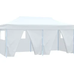Hot Hopfällbart partytält med 4 sidoväggar 3x6 m stål vit - Partytält - Festtält - Home & Living Tält & Lusthus