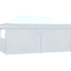 Hot Hopfällbart partytält med 4 sidoväggar 3x6 m stål vit - Partytält - Festtält - Home & Living Tält & Lusthus