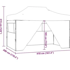 Hopfällbart partytält med 4 sidoväggar - UV- och vattenresistent | Färg: Antracit | Storlek: 3x4 m