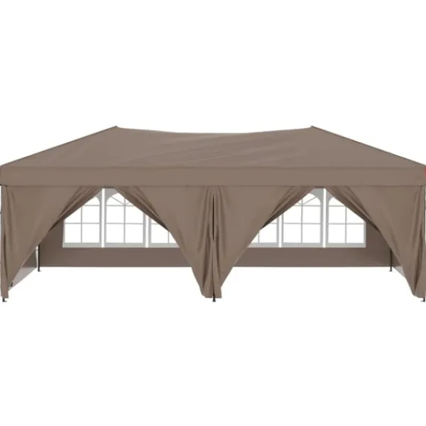 Hot Hopfällbart partytält med sidoväggar taupe 3x6 m Tält & Lusthus