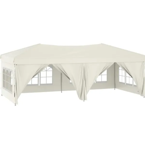 Hot Hopfällbart partytält med sidoväggar gräddvit 3x6 m Tält & Lusthus