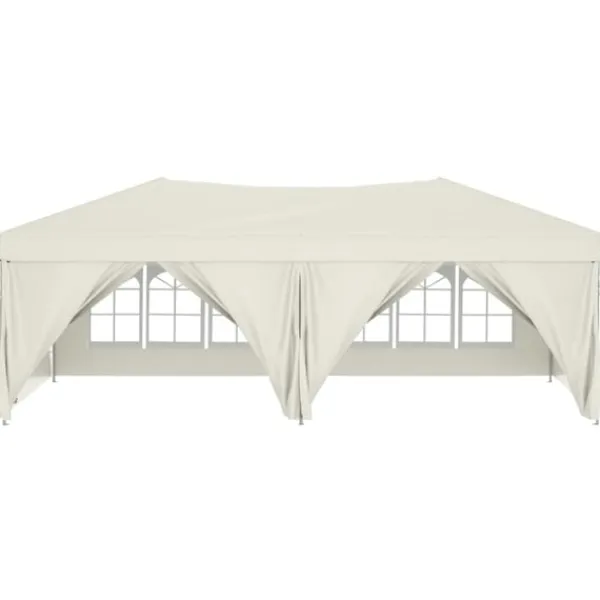 Hot Hopfällbart partytält med sidoväggar gräddvit 3x6 m Tält & Lusthus