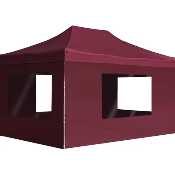 Hot Hopfällbart partytält med väggar aluminium 4,5x3 m vinröd Tält & Lusthus