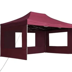 Hot Hopfällbart partytält med väggar aluminium 4,5x3 m vinröd Tält & Lusthus
